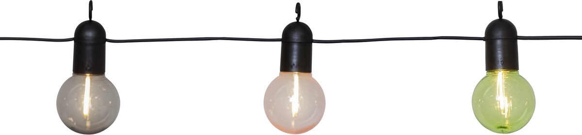 Venkovní světelný LED řetěz s motivem žárovek délka 3