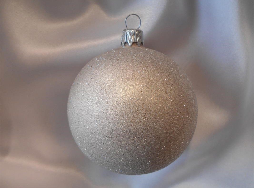 Vánoční ozdoby Střední vánoční koule s třpytkami 6 ks - světle šedá
