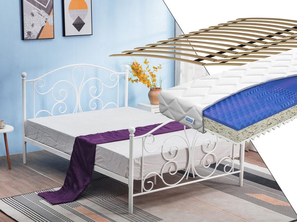 Halmar Halmar Kovová postel Panama 120 x 200 cm s matrací a roštem