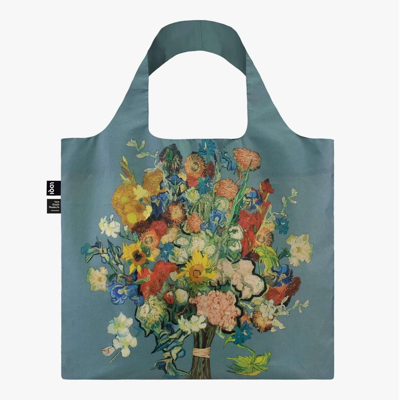 Skládací nákupní taška LOQI VINCENT VAN GOGH Flower Pattern Blue